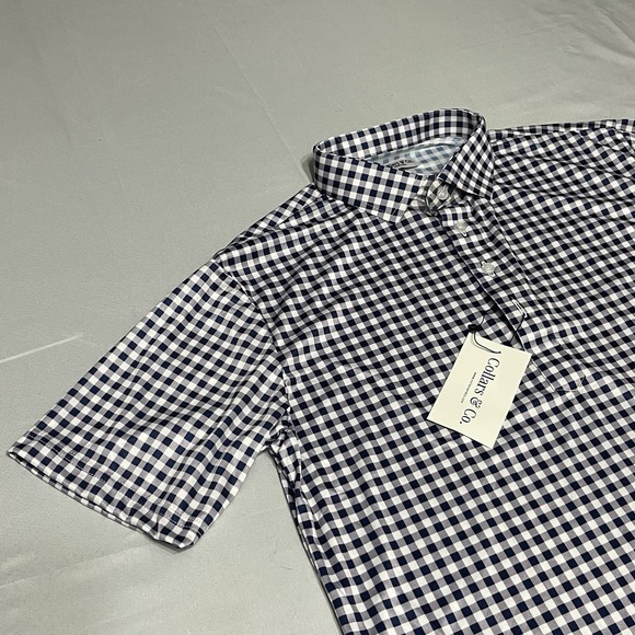 Collars and Co Other - NWT Collars and Co Dress Collar Polo Shirt Mens LT TALL Navy Blue Gingham